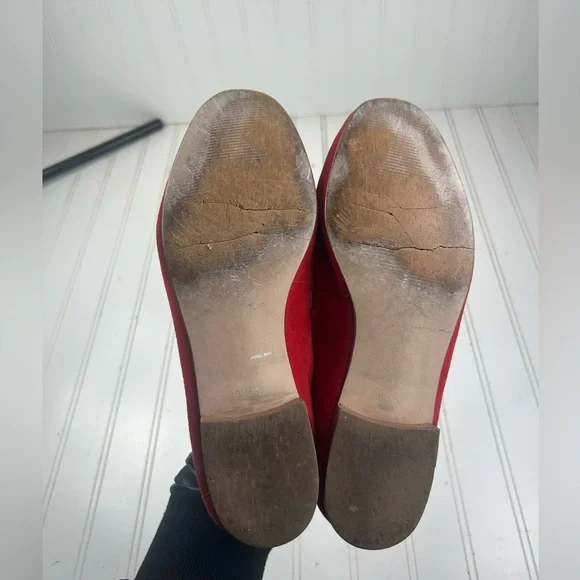 Talbots Red Suede Loafer Flats Womenโs Size 9.5 - Picture 8 of 11